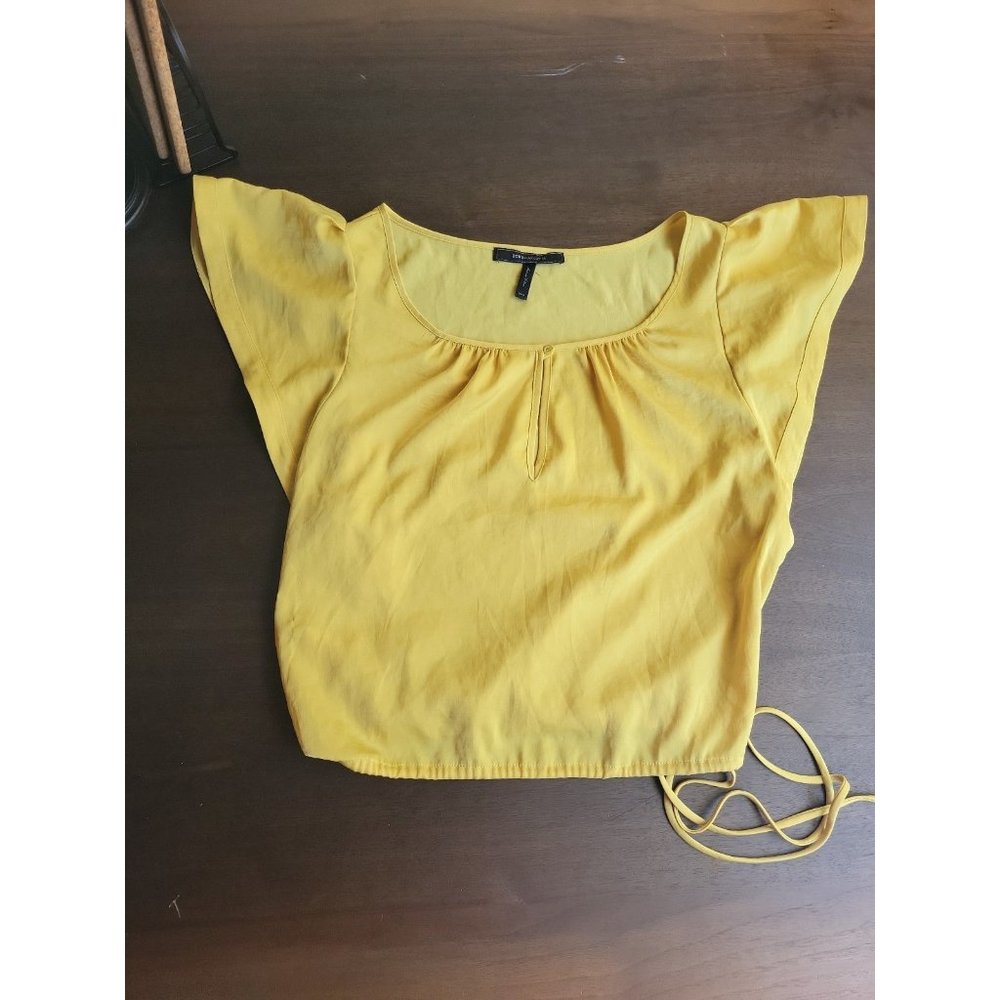 Bcbgmaxazria Yellow/Gold  Short Sleeve Blouse Size xxs